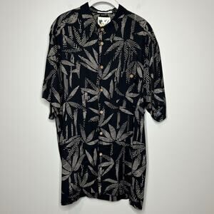 Ron Chereskin Tropical Hawaiian Button Down Shirt Size L Palms Rayon
